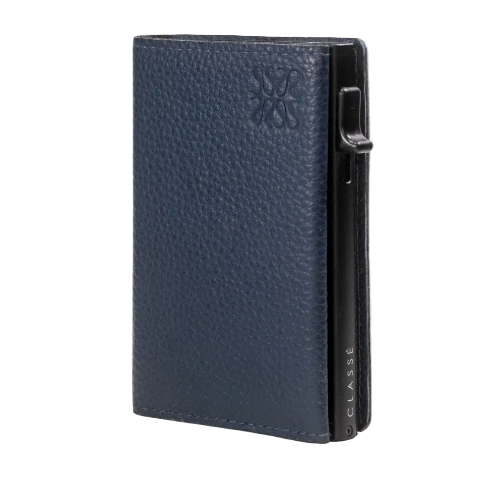 Minimalist leather wallet blue - Nomada Stamped