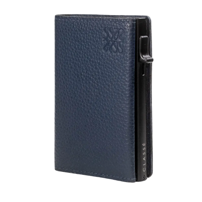 Minimalist leather wallet blue - Nomada Stamped