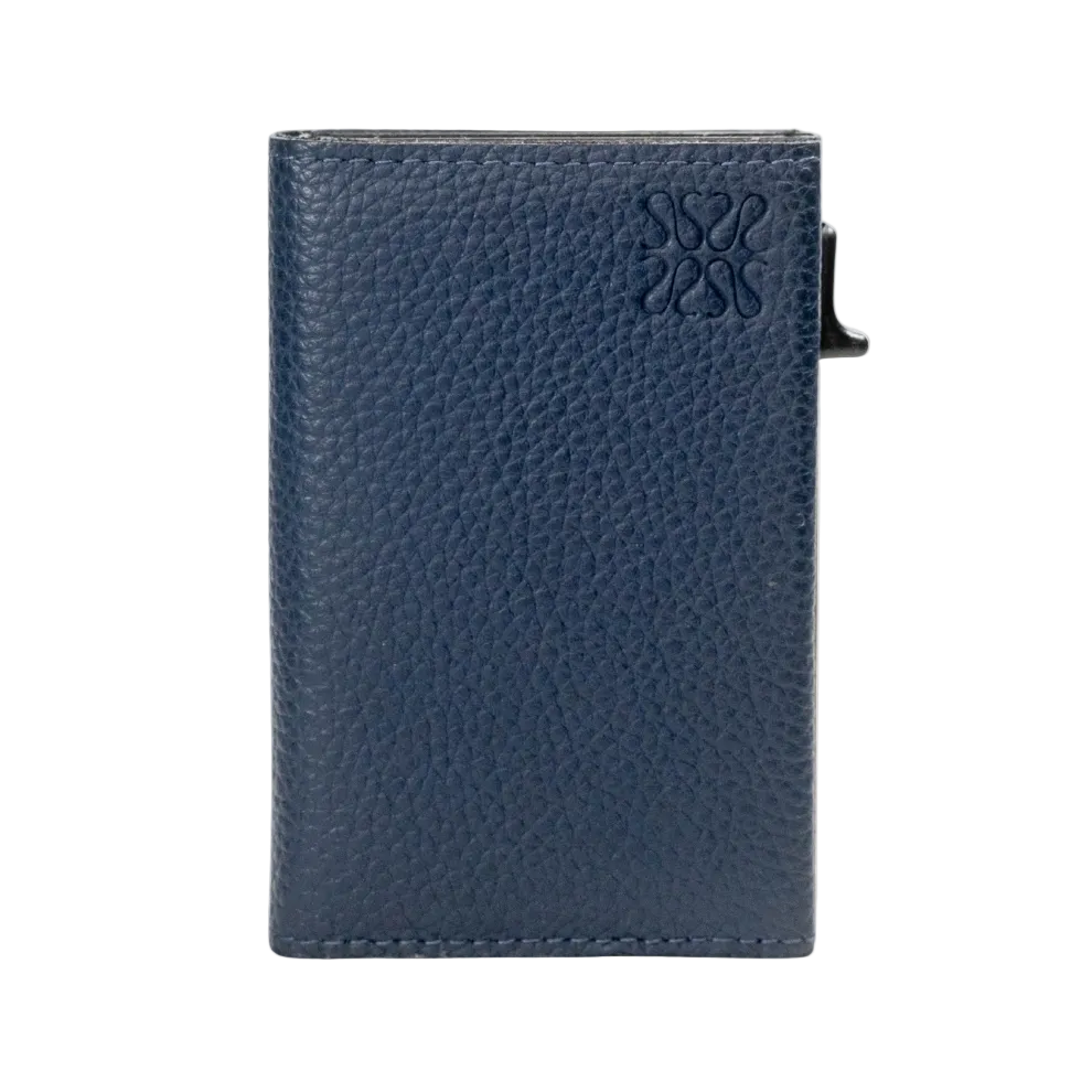Minimalist leather wallet blue - Nomada Stamped