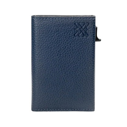 Minimalist leather wallet blue - Nomada Stamped