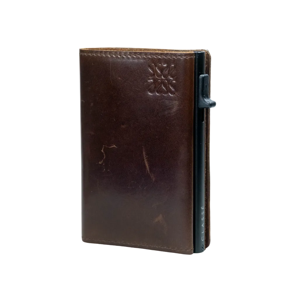 Brown minimalist leather wallet - Nomad Encerado 
