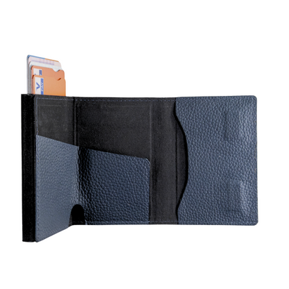Minimalist leather wallet blue - Nomada Stamped