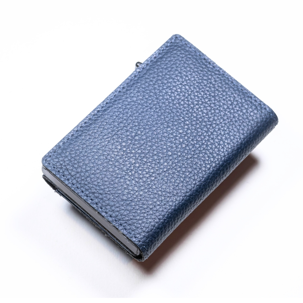 Minimalist leather wallet blue - Nomada Stamped