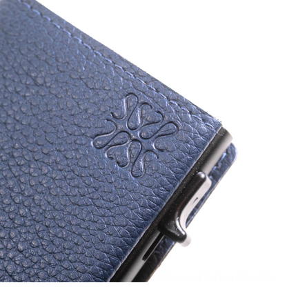 Minimalist leather wallet blue - Nomada Stamped
