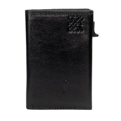 black minimalist leather wallet Classè front view premium black leather minimalist wallet design elegant black leather wallet genuine texture slim black leather wallet men minimalist design black minimalist leather wallet on surface Classè luxury black leather wallet texture detail compact black leather wallet elegant design modern minimalist black leather wallet design premium black leather wallet men style Classè black leather wallet premium finish