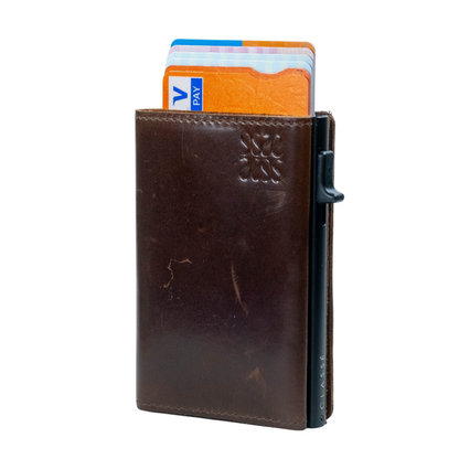 Brown minimalist leather wallet - Nomad Encerado 