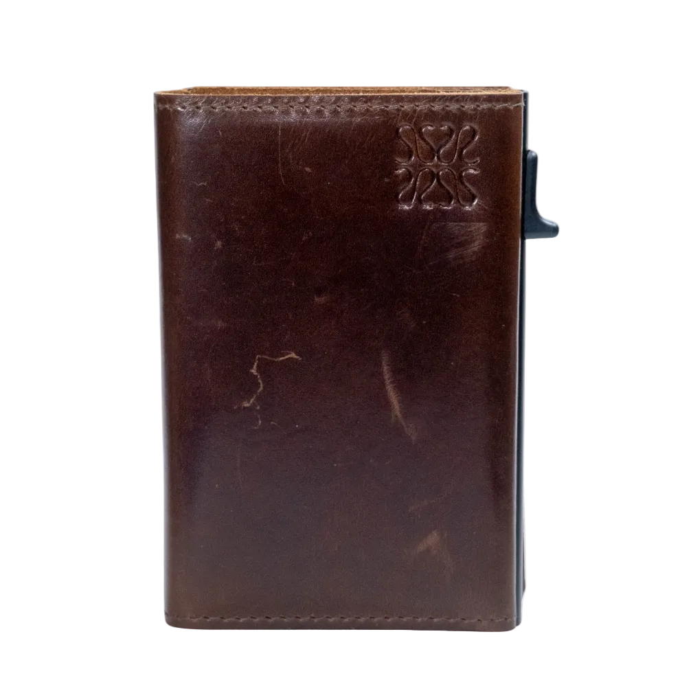 Brown minimalist leather wallet - Nomad Encerado 