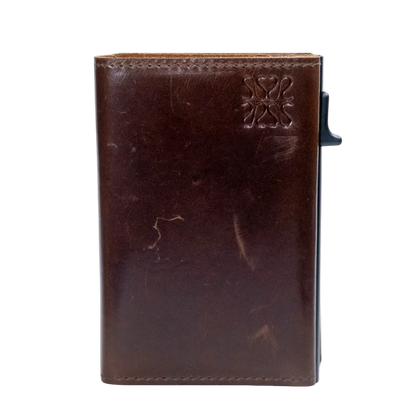 Brown minimalist leather wallet - Nomad Encerado 