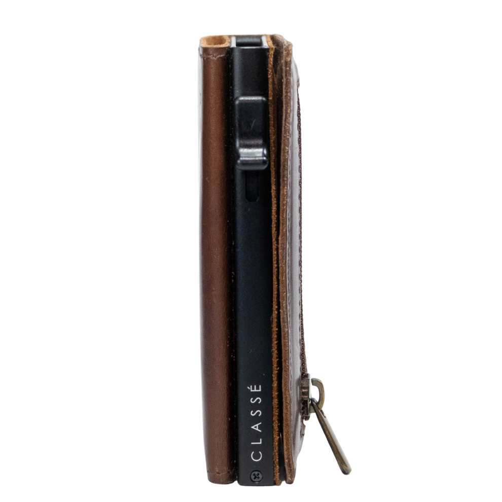 Brown minimalist leather wallet - Nomad Encerado 