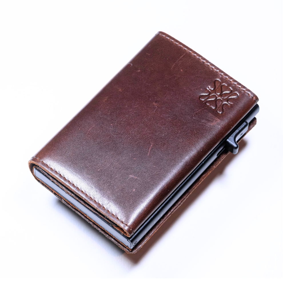 Brown minimalist leather wallet - Nomad Encerado 