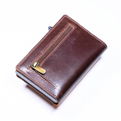 Brown minimalist leather wallet - Nomad Encerado 